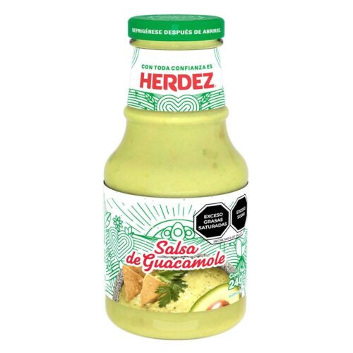 One of many delicious sauces from Herdez. Definitely one of the most popular in Mexico! Made from green tomatoes, chilli jalapeno and avocado. 